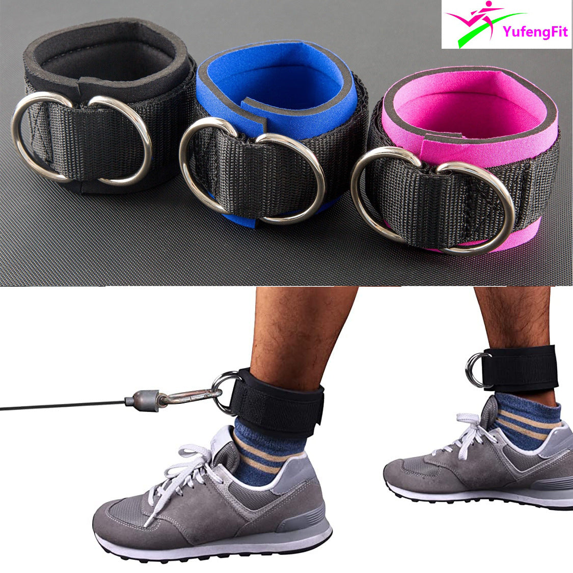 Bandas de resistencia con correa de tobillo para entrenamiento de piernas